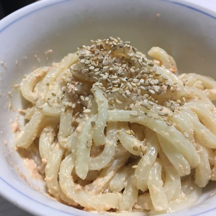 明太マヨうどん！見た目悪いですが…うまいズボラ飯！